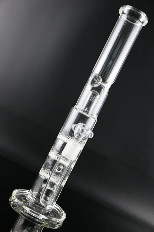 Hookahs Triple Honeycomb bell cover perc Bongs glass water pipes 17.5 inches tall 5mm thick for smoking 18mm bowl