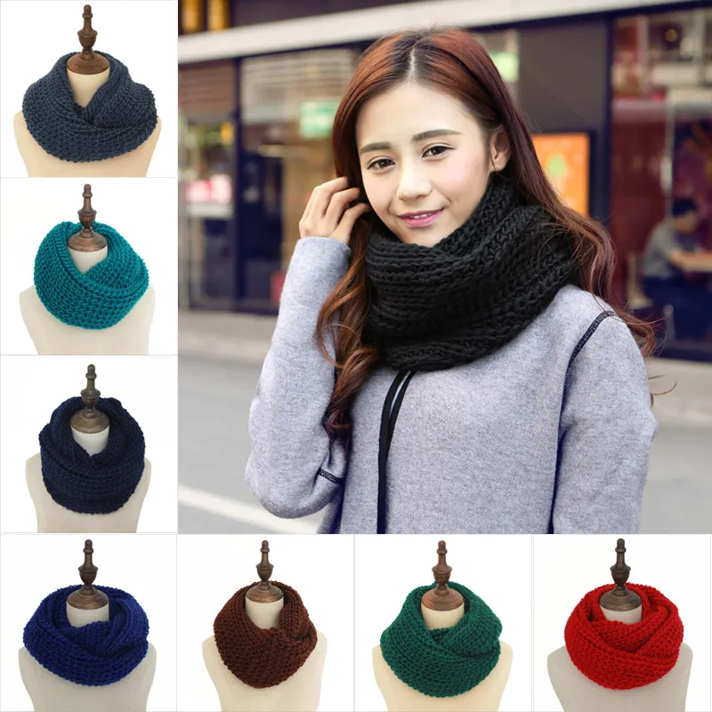 2017 neue Mode frauen Mädchen Ring Schal Schals Wrap Tücher Warme Gestrickte Hals Kreis Gugel Snood Für Herbst Winter freies Verschiffen