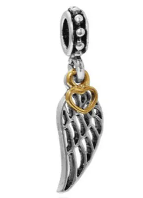 Fit sterling zilveren armband gouden hart wring bengelen charmes hanger Europese charme kralen fit slangketen armband DIY Bangle sieraden