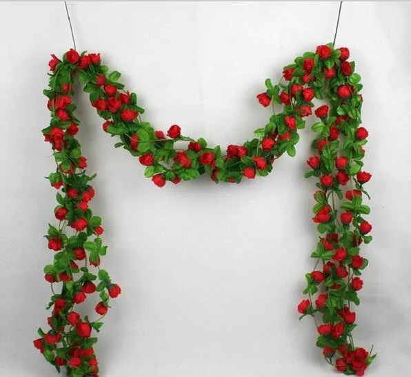 200 cm Artificiale Ghirlanda di rose Fiore di seta Vite Edera Foglia verde Matrimonio Giardino Floreale Fiori finti Casa decorazione di nozze fiori G11