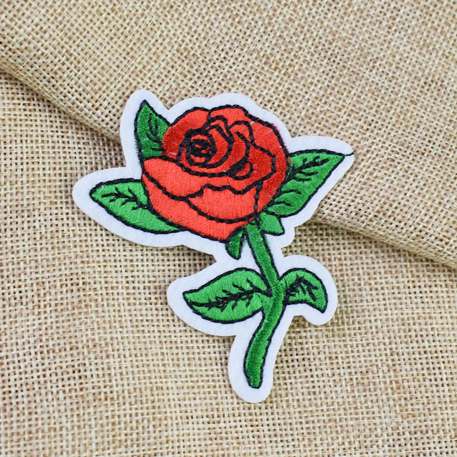 10 PZ patch di ricamo fiore rosa abbigliamento ferro-su patch applique ferro su patch di moda accessori cucire adesivi distintivo 2258