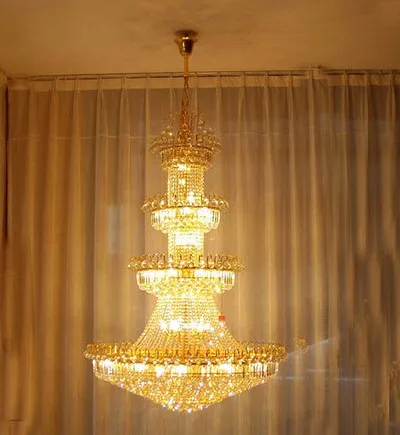 Lyxig villa trappa kristall guld hänge lampor modern minimalistisk ljus dupex foajé hotell lobby mall vardagsrum långa ljuskronor hem dekoration