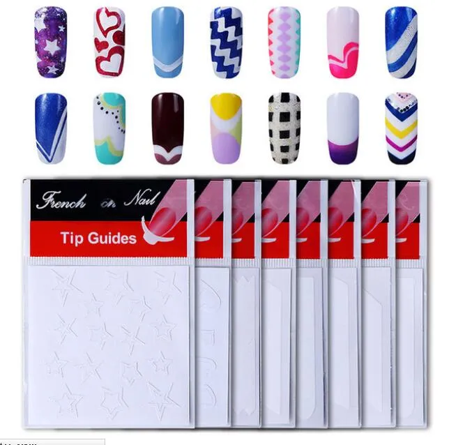 Nageldekoration Nail Art Tips Dekal Nail Art Form Fringe Guides Dekal Gör det själv fransk manikyr Gratis frakt