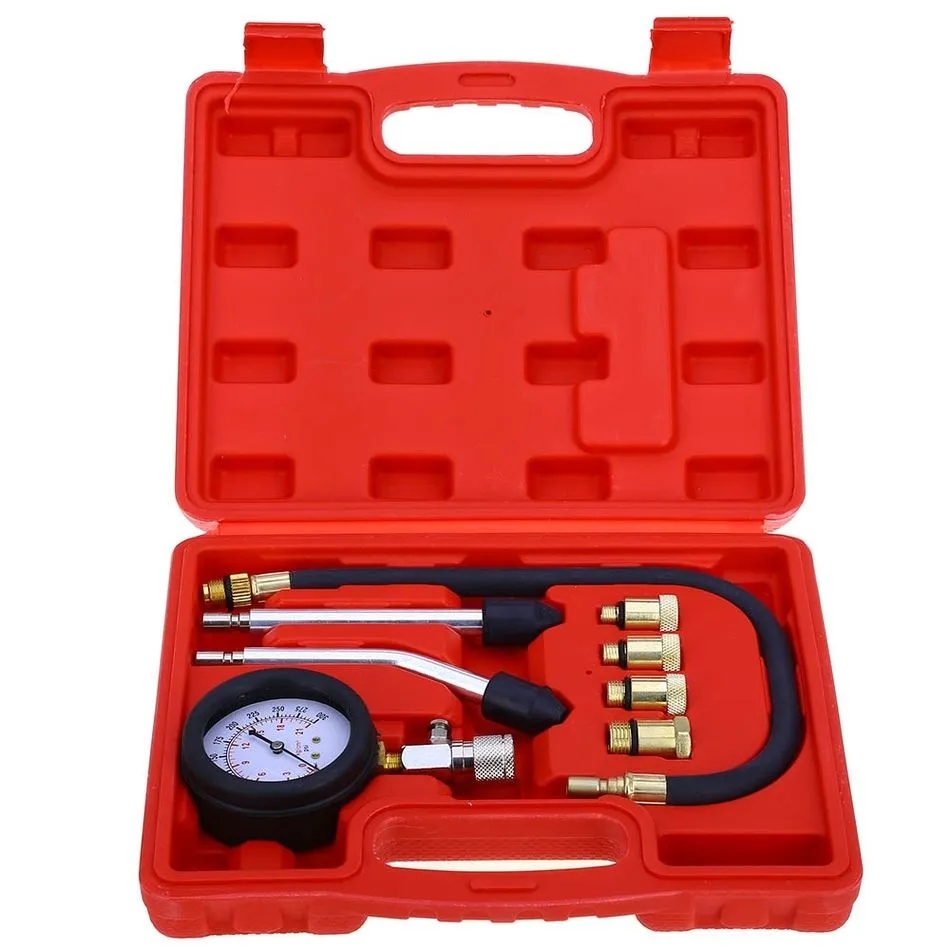 Freeshipping Rapid Typ Tryckmätare Tester Kit Motor Auto Bensin Gasmotor Cylinder Conpression Gauge Tester Verktyg Bil Diagnostic Tool