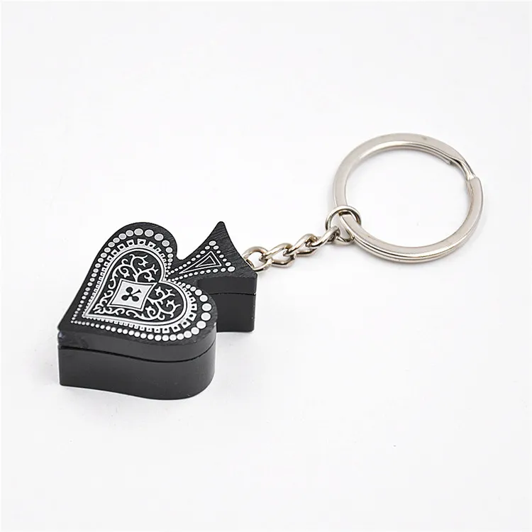 New style metal Poker Peach heart pipe key chain portable smoking pipe aluminum alloy pipe VS Glass Water Silicone Bongs Pipes DHL