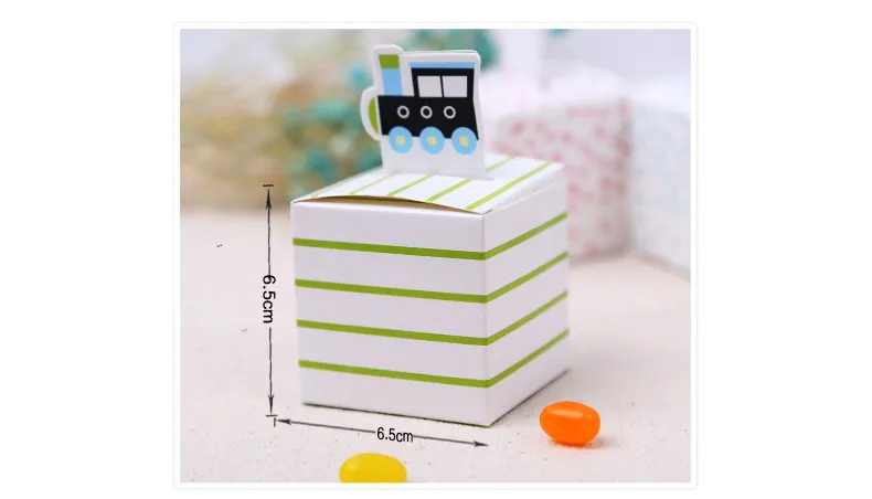 Locomotora Locomotora Ducha de bebé Caja de caramelo para niños Cajas de regalo Boda Decoración FAOVRS Rayas verdes Nuevo