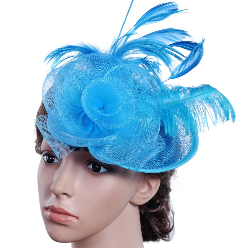 Cappello esclusivo da donna Capelli cambrico/struzzo Cappelli di fascia alta Cappelli da festa la festa di Halloween di nozze con spedizione gratuita