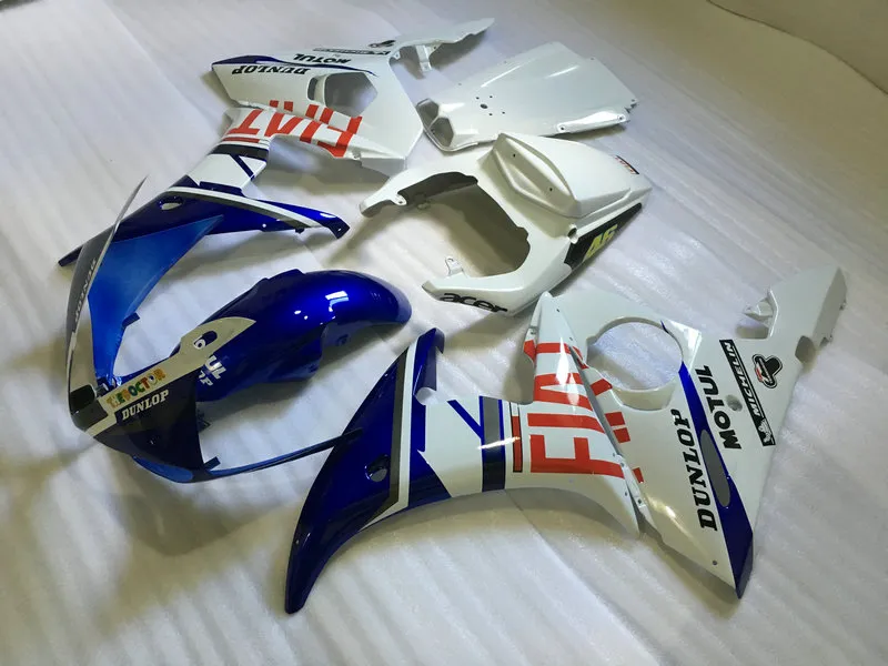 Kit de carrosserie de carénage de moto pour YAMAHA YZFR6 2003 2004 YZF R6 YZF-R6 YZF600 R6 03 04 Carrosserie de carénages ABS bleu blanc + cadeaux YA01