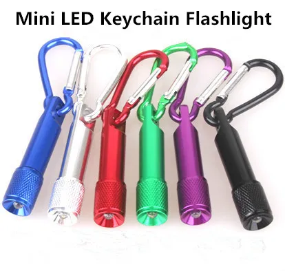 Portable Mini LED -ficklampan Keychain Aluminium Alloy Torch med karabiner Ring Keyrings LED Mini ficklampa Minilight 4781530