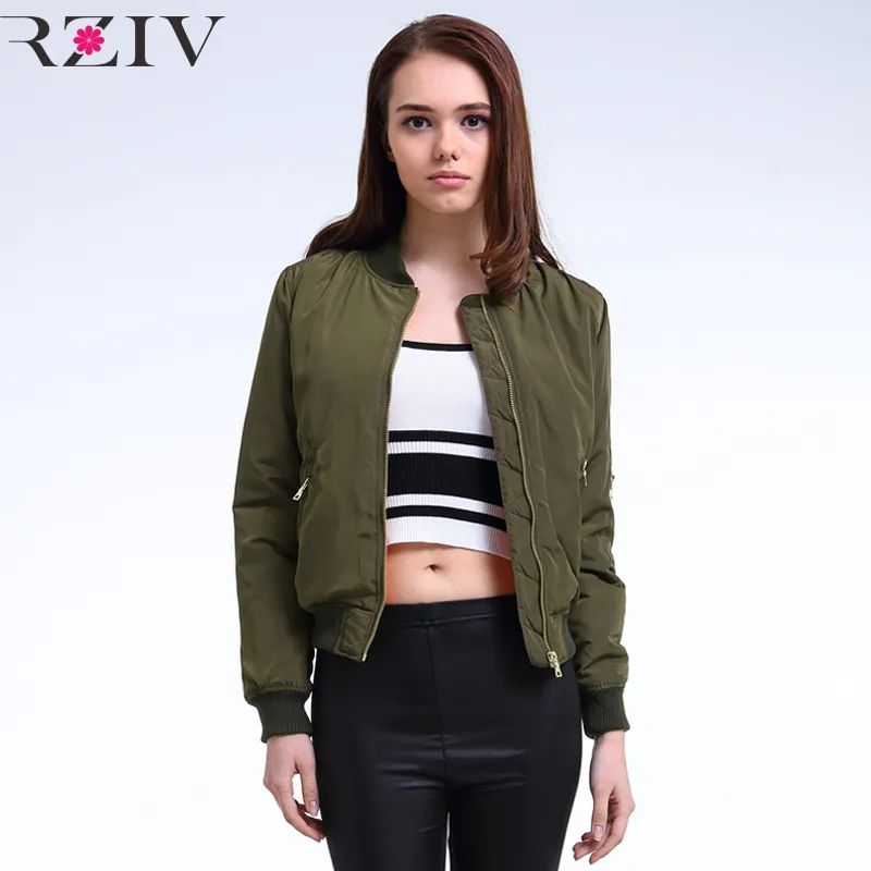 Wholesale- 2016 inverno voo exército verde bombardeiro jaqueta mulheres jaqueta e casaco feminino roupas Bomber Senhoras