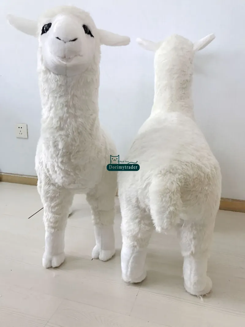 Dorimytrader simulerad alpaca plyschstol fyllda realistiska djur får leksaker dekoration rida på baksidan 78cm x 25 cm x 76cm dy61806