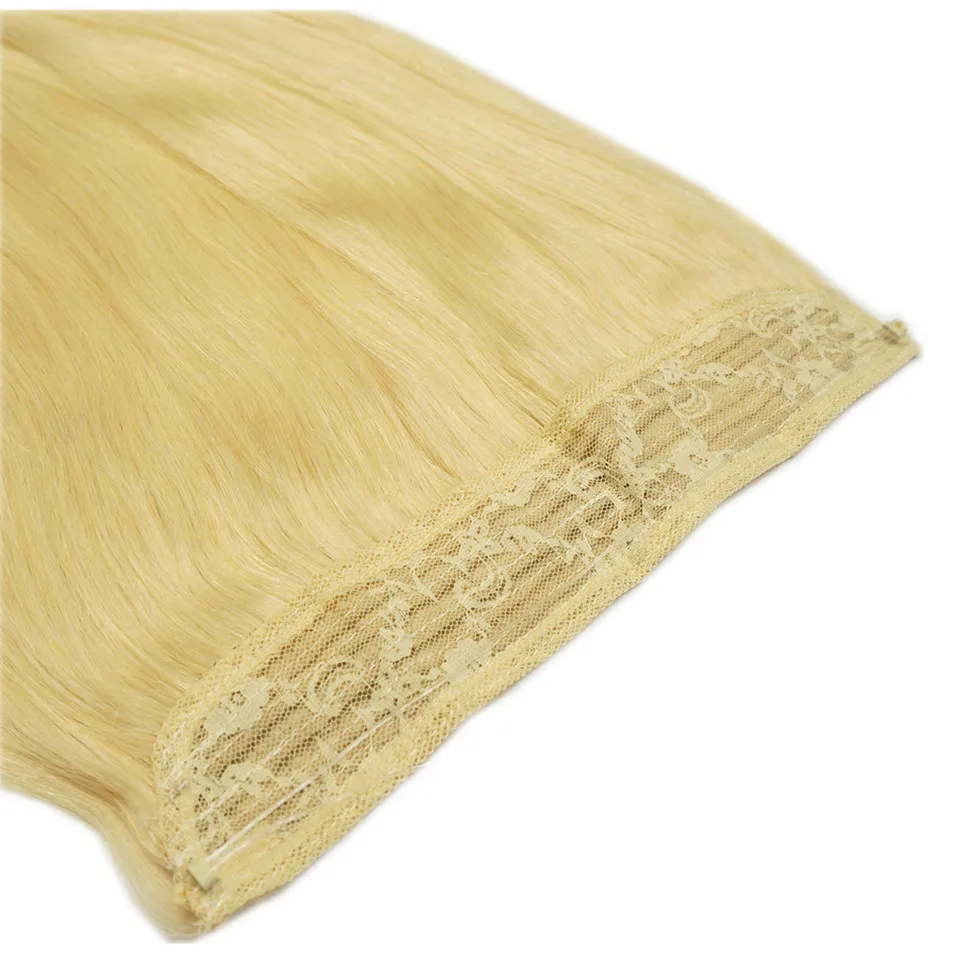 Hair Extension #613 Beach Blonde Peruvian Remy Human Hair 120g One Piece With Adjustable Fish Line