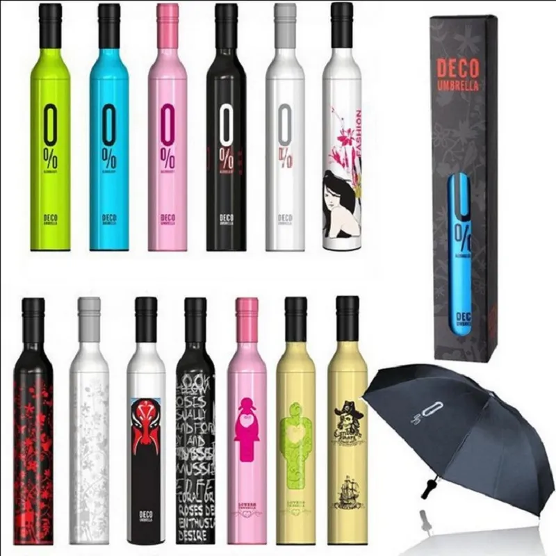 زجاجة مظلة المظلات أزياء النبيذ زجاجة مظلة 3-قابلة للطي مظلة الأزياء أنماط الإبداعية