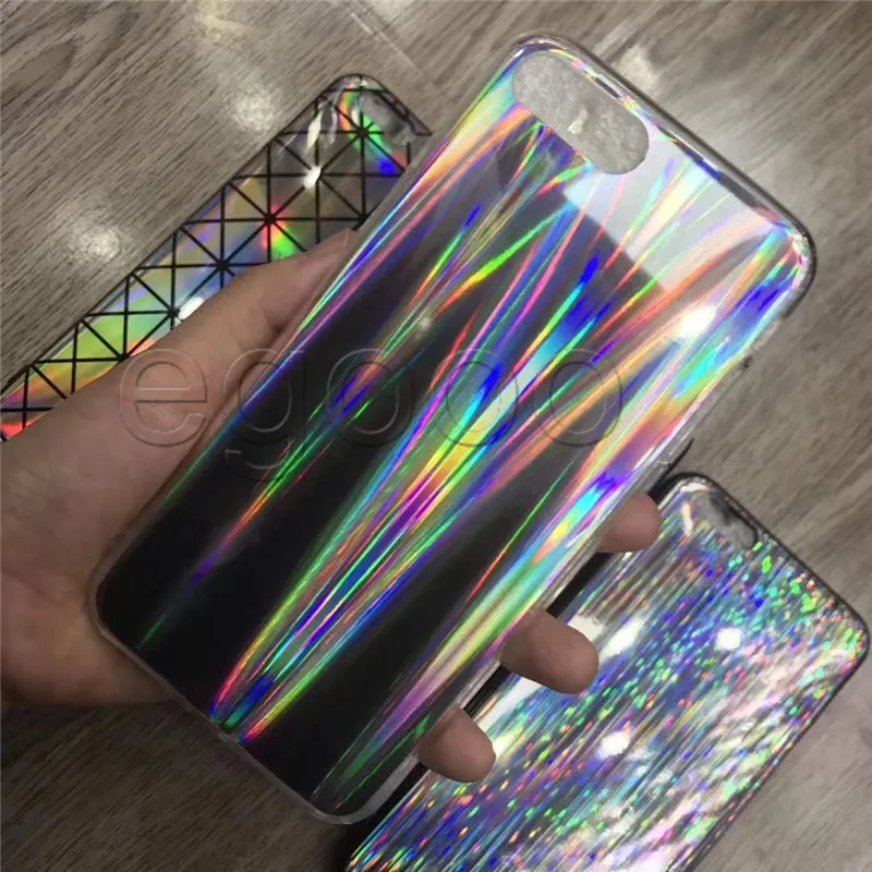 Voor iPhone X Laser Rainbow Shiny Case Zachte TPU Vonken Bling Flexible Case Cover voor iPhone 8 7 6 Plus