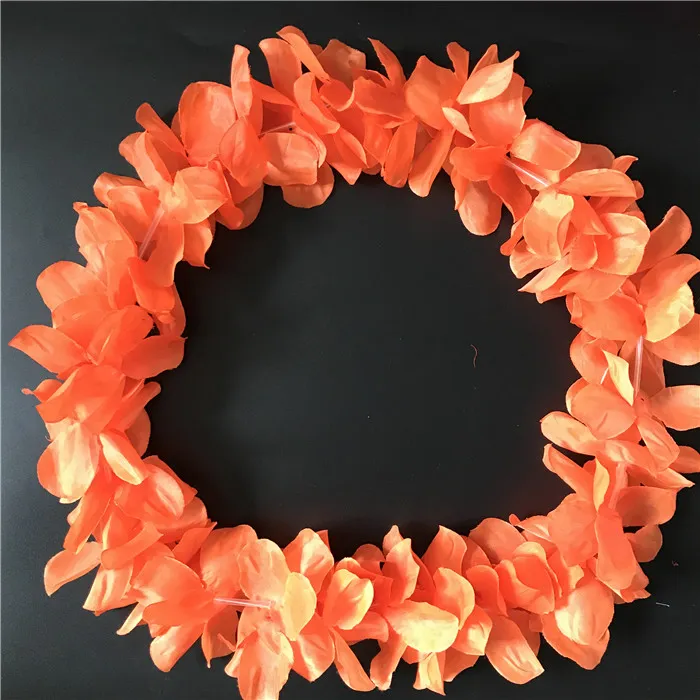 Multi-Color Hawaiian Hula Leis Festive Party Garland Necklace Flowers Wreaths Artificial Silk Wisteria Garden Hanging Flowers