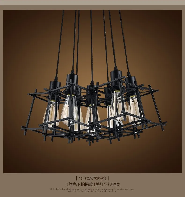 Vintage Hanging Pendant Lights Fixture Black Metal Pendant Lamps Home Indoor Lighting American Industrial Retro Droplight European Luminaire