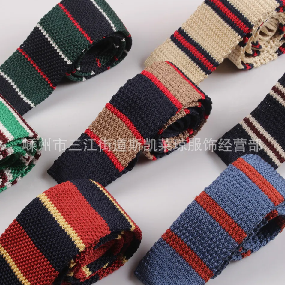 Popular flat tie, men's knitted tie, casual performance, photo taking, wedding tie wholesale