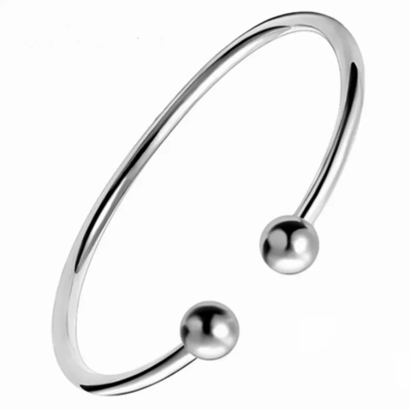 925 Sterling Silver Bangles Kvinnliga armband Öppna Bangle Justering Manschettarmbandsmycken