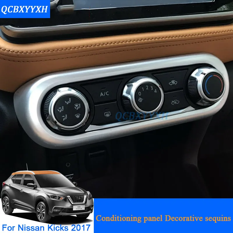 QCBXYYXH ABS estilo de coche Panel condicional lentejuelas decorativas para Nissan Kicks 2017 pegatinas de consola central marco Interior de coche