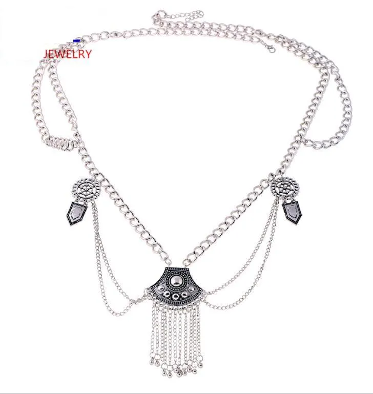 Silver Vintage Retro Bohemian Style Exaggerated Tassel Fringe Waist Belly Chains Body Beach Jewelry Wholesale