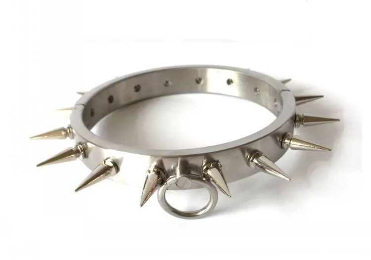 Slave Collar Sex Leksaker Låsning Rivet Neck Harness Bondage Kits Collar Restraint Rostfritt stål för vuxna spel