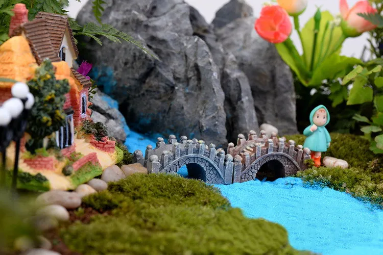 Żywica Mini Most Ogrodowy Dekoracje Miniaturowe Krajobraz Wróżka Ogród Ogród Moss Terrarium Dekoracja Narzędzie Rzemiosło