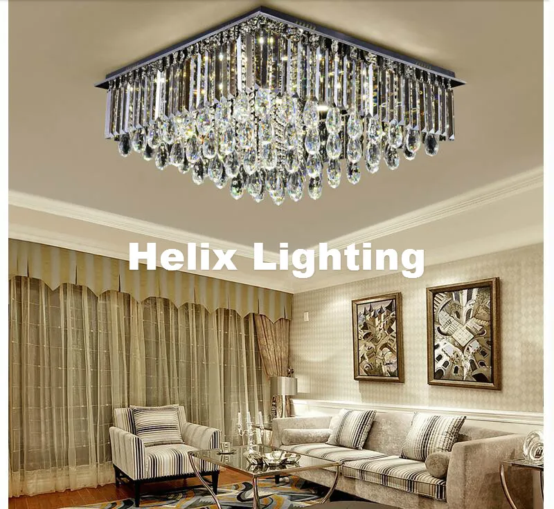 Lampe d'intérieur moderne LED cristal plafonnier luminaire Smokey/clair LED plafonnier lampe d'éclairage encastré AC garanti 100%
