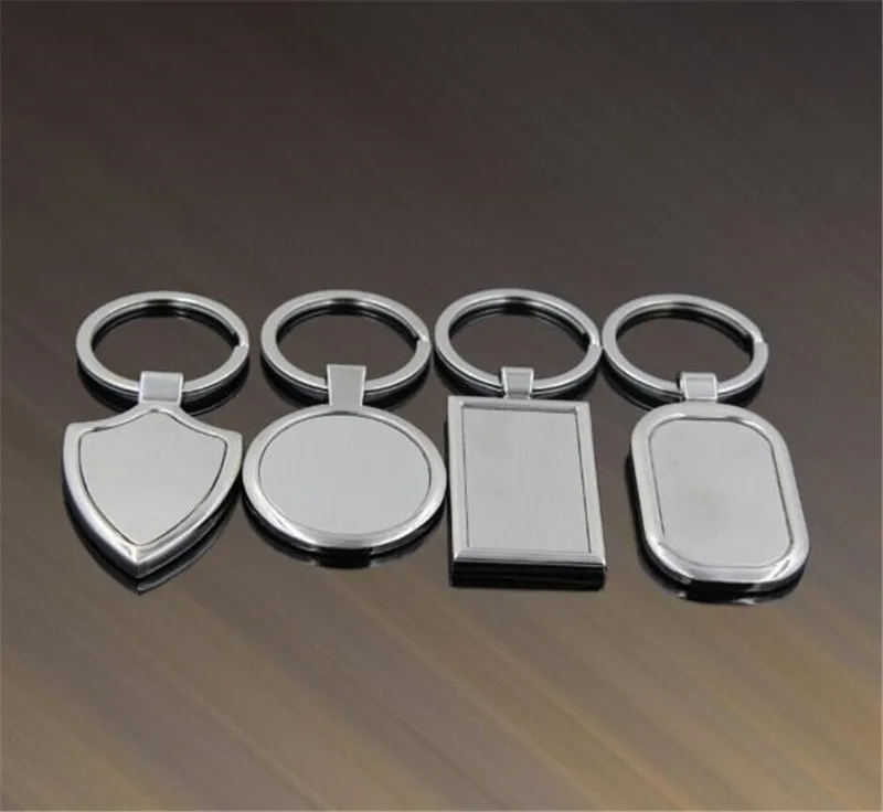 100pcs/lot 4 Designs Newest Metal Blank Keychains Advertising Custom LOGO Keyrings for Promotional Gifts