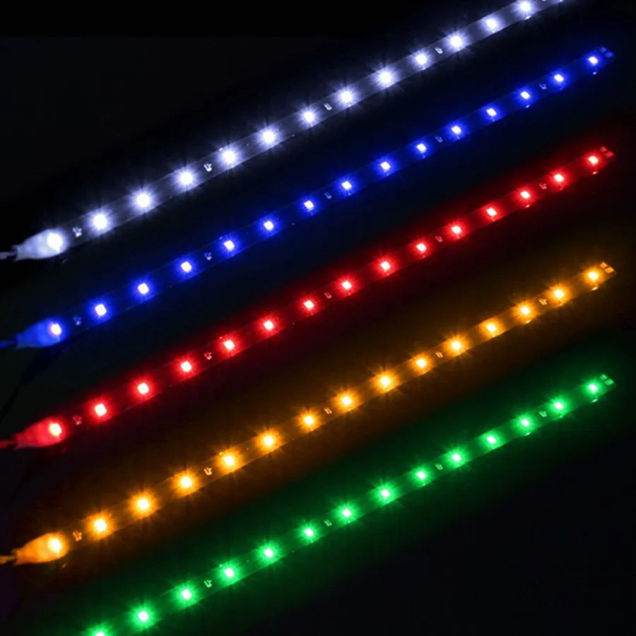 Su geçirmez Araba Oto Dekoratif Esnek LED Şerit Yüksek Güç 12 V 30 cm 15SMD Araba LED Gündüz Çalışan Işık Araba LED Şerit Işık DRL