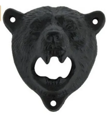 New Vintage Style Cast Iron Bear Design Beer Soda Top Opener Wall Mounted Glass Bottle Cap Opener Durable Kitchen Bar Openers Tools