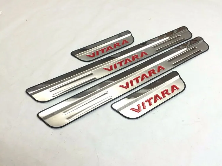 For Suzuki Vitara 2016 Door Sill Protector Pedal Welcome Plate Car External Accessories Sticker 4 PCS Stainless Steel