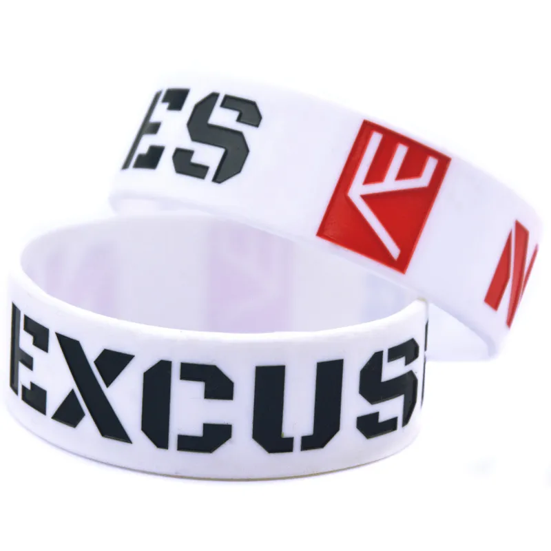 Geen excuus motivatie siliconen polsband 1 inch breed perfect om te gebruiken in elke geschenk van sportactiviteiten