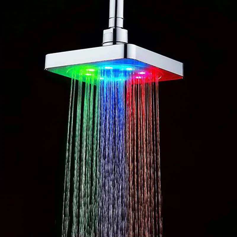 Hot sale bathroom Square Water Flow Adjustable Romantic Automatic LED Shower Head for Bathroom 