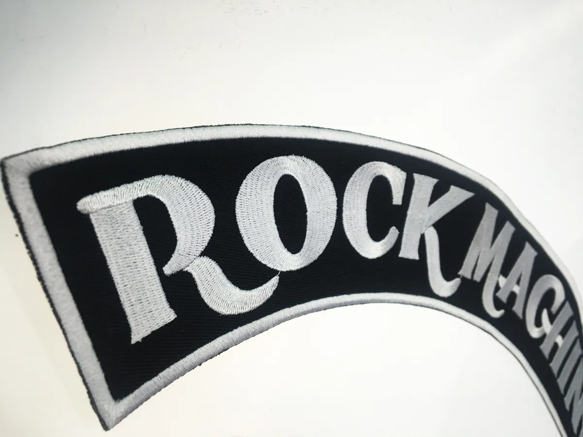 Originele Rock Machine motorfiets borduurwerk Biker badge groot formaat patch voor volledige achterkant van jas opstrijkbaar vest Rocker patches