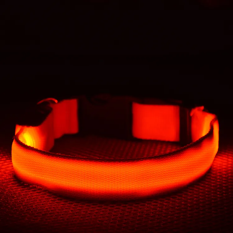 4Sizes Night Safety LED Light Flashing Glow Nylon Pet Dog Collar Small Medium Dog Pet Leash Dog Collar Flashing Safety Collar