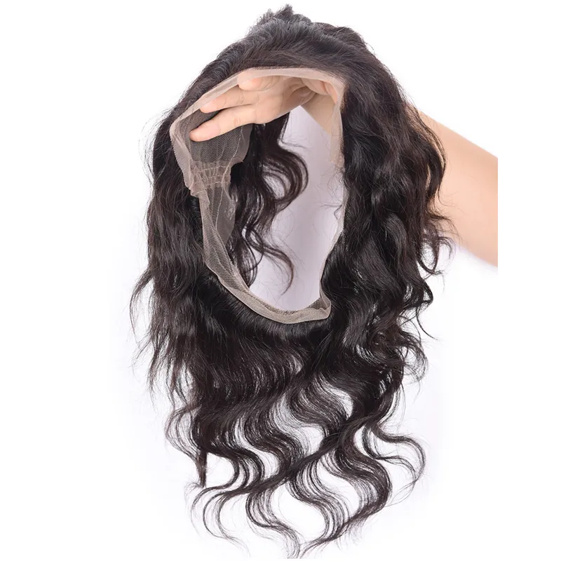 360 кружева фронтальная с пучками 9а перуанский Индийский малайзийский бразильский девственница тела волны волос плетет пучки человеческих волос и 360 закрытие