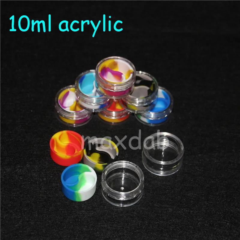 Clear plastic acrylic e liquid case holder box 10ml mini bho silicon jars dab wax vaporizer oil container silicone jar2378896