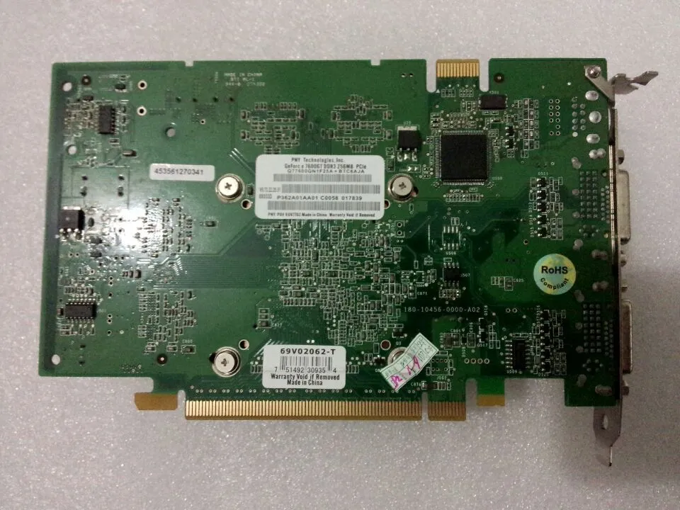 PNY 7600GTグラフィックグアフォフォビデオカードPCI Express X16 DDR3 256MB Filips超音波IU22 / IE33修理部P / N 453561270341