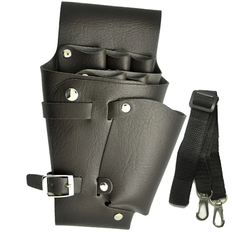 PU Leather Rivet Włosy Nożyczki Torba Torba Fryzjerstwo Fryzjer Fryzjer Fryzjer Schronisko Uchwyt Na Ramię Belt Black