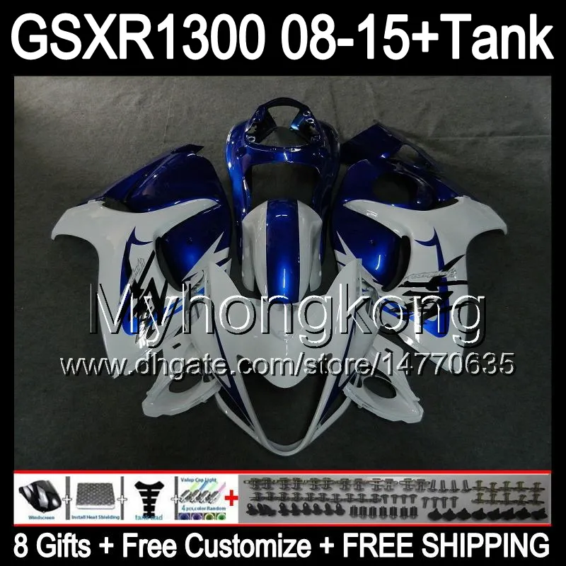 gloss white 8gifts For SUZUKI Hayabusa GSXR1300 2008 2009 2010 2011 14MY61 GSXR-1300 GSX R1300 GSXR 1300 2012 2013 2014 2015 blue Fairing