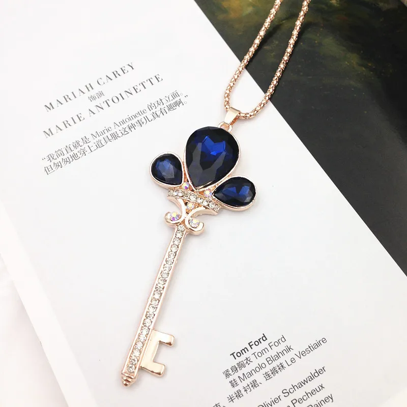 Hot Sweater Chain Stone Necklaces Pendants New Jewelry Rose Flower Cross Cat Eye Gem rhinestone Owl Austrian Crystal Fashion Pendants Necklace