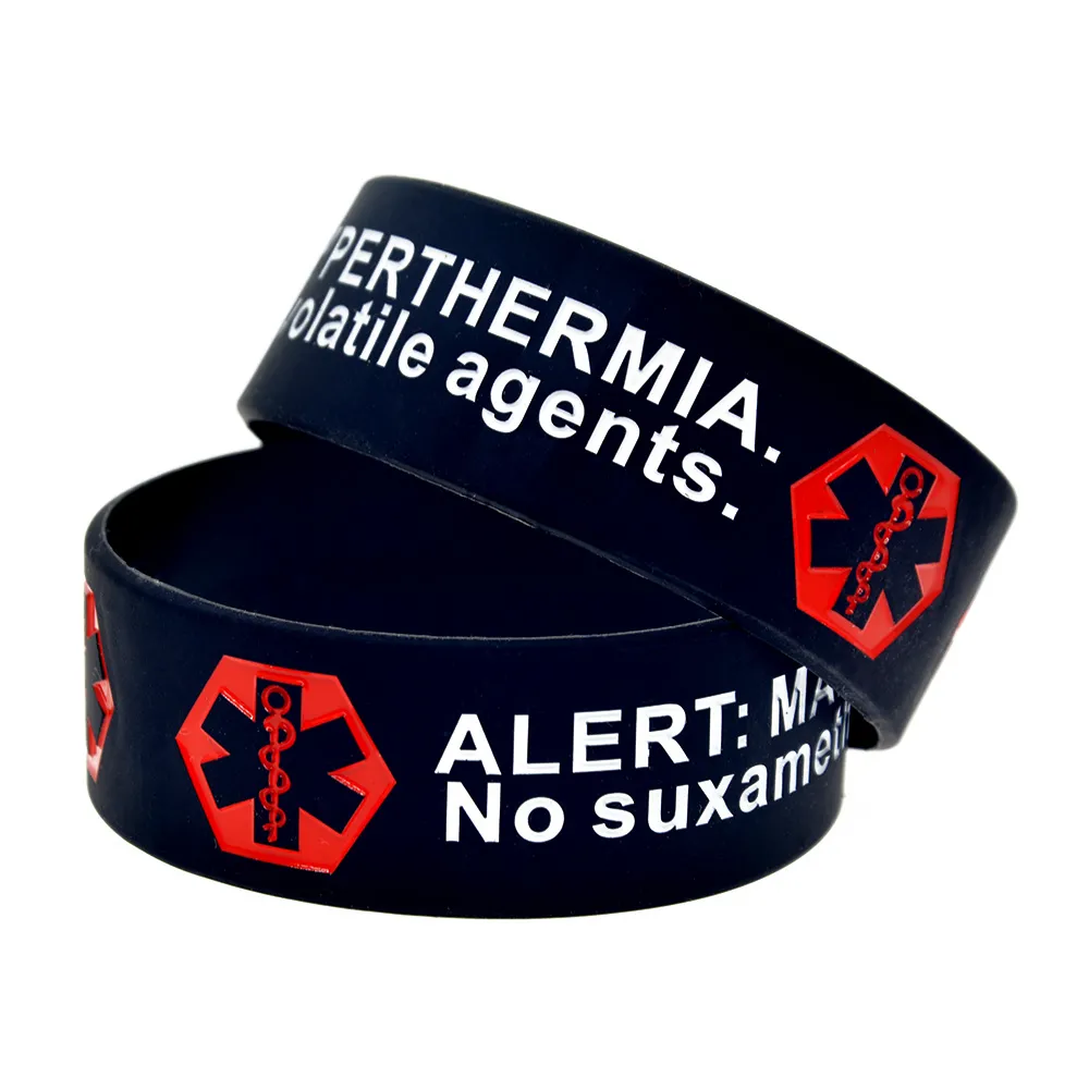 Alert Malignant Hyperthermia Silicone Wristband 1 Inch Wide A Great Message to Carry In Case Emergency