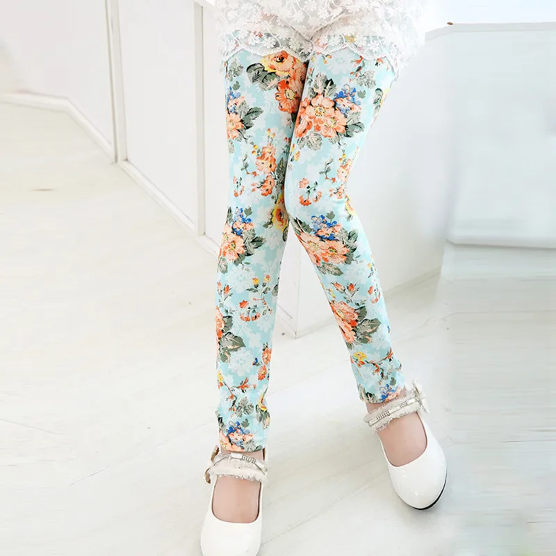 2017 Spring Baby Kids leggings Hot Children girls Flower printed Toddler baby floral Leggins pants Girls legging baby girl leggings