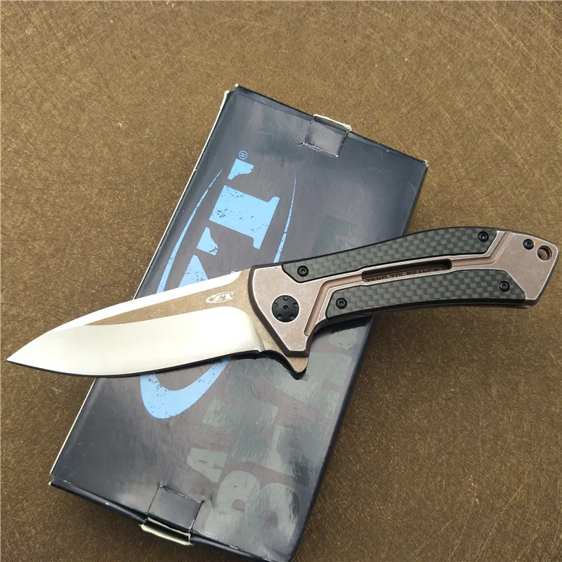 Zero Tolerance 0801CF Folding Knife Ball Bearing Flipper Pocket Knife D2 Blade Steel Handle Utility Outdoor Camping Knife