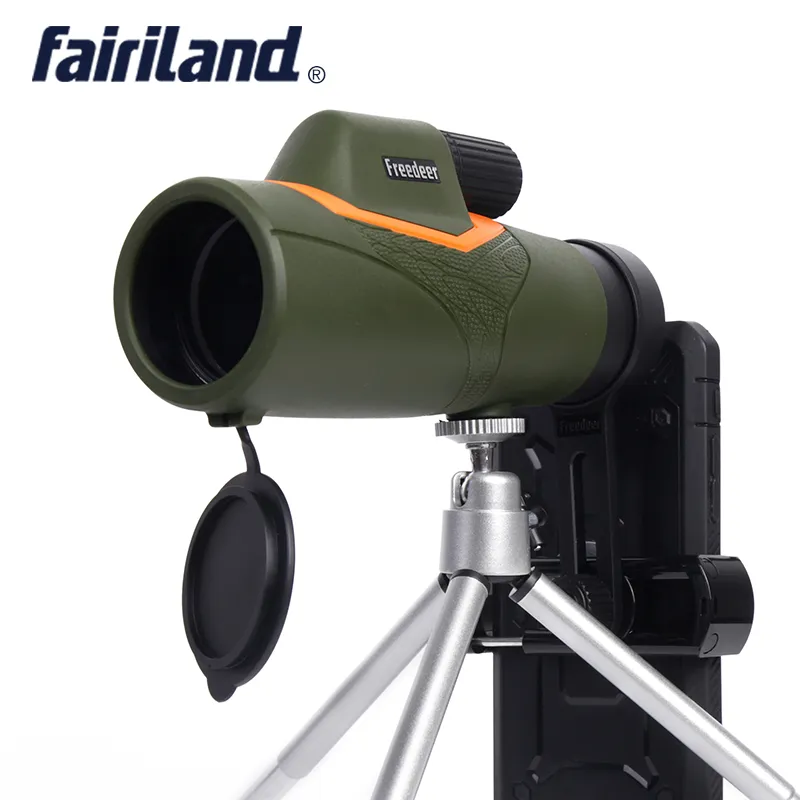 HD10x42 Monocular Telescope BAK4 10x Pojedynczy rura Optyczne Outdoor Sports Okulary Polowanie Camping Wodoodporna W / Smart Phone Clipper Tripod