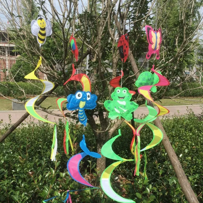 Novo desenho animado de inseto animal espiral moinho de vento colorido spinner de vento grade windsock jardim jardim pátio de decoração ao ar livre