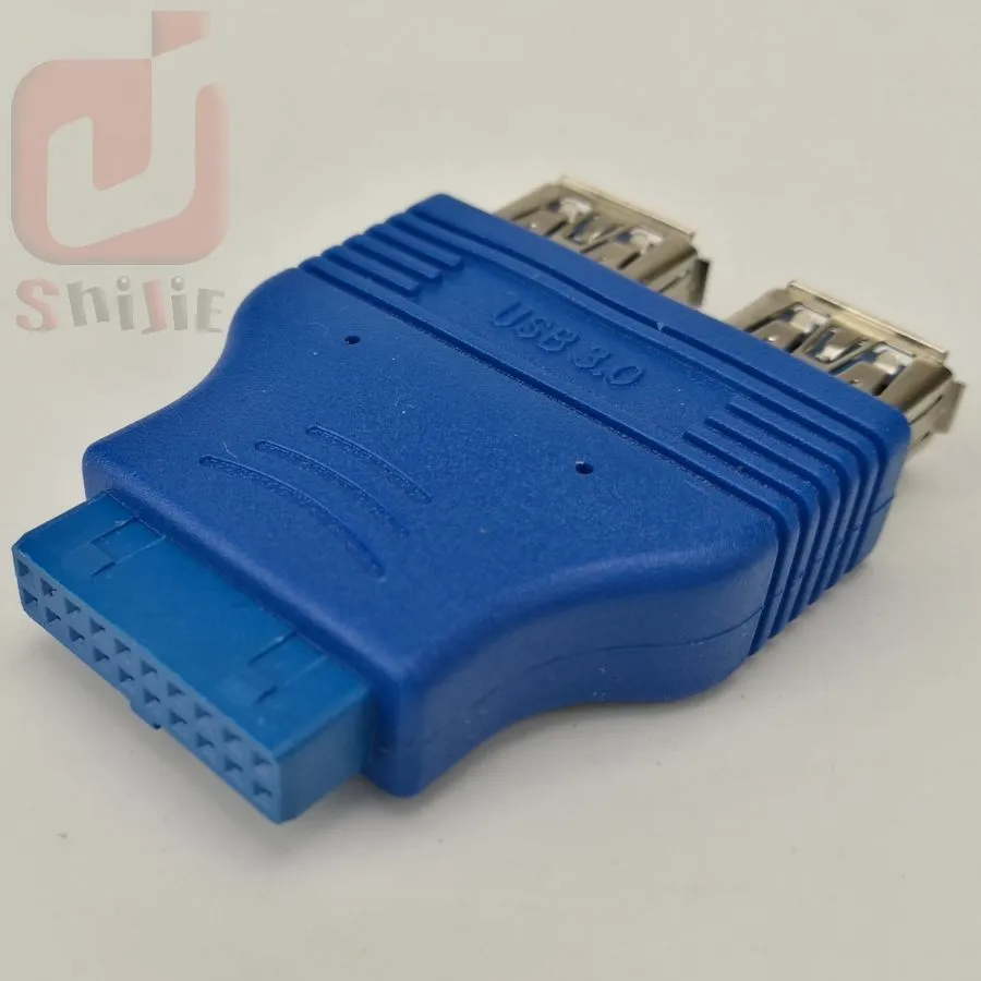 20 pin 20pin till 2 USB 3.0 USB3.0 Kvinnlig kabeladapter Conenector Computer Mainboard 19Pin till USB Adapter Converter HY218 100PS / Lot