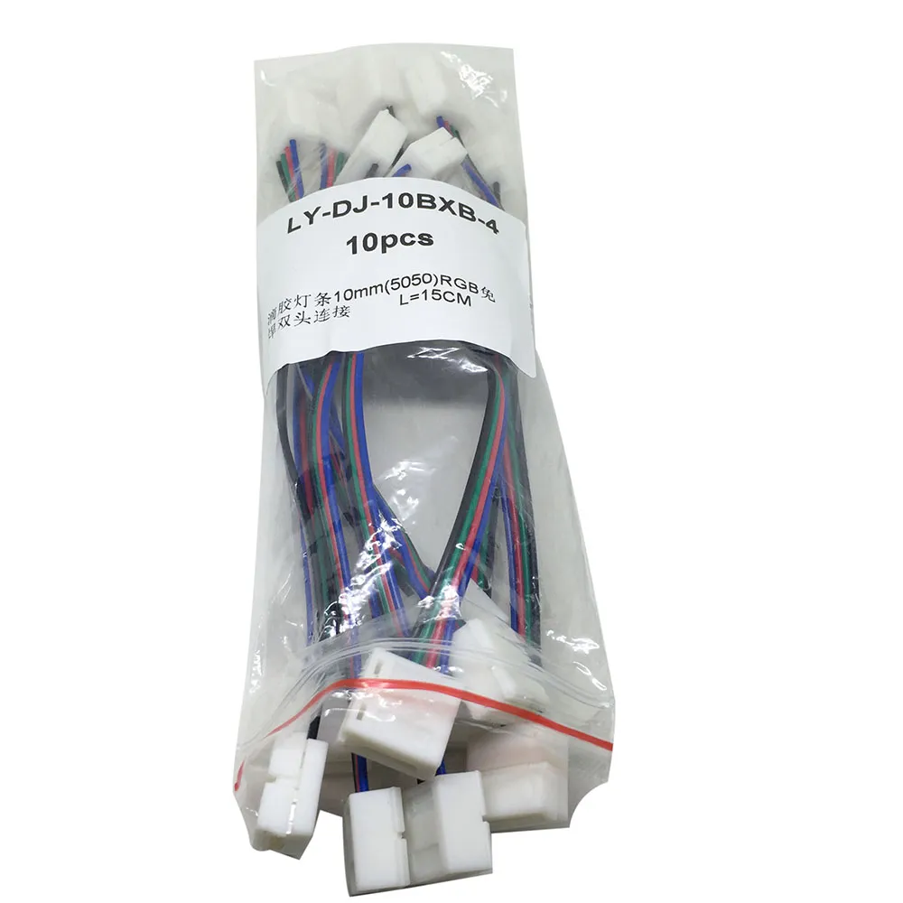 10 stks / pakket 4-pins verbindende hoek 4pin10mm RGB-connector PCB-adapter voor 10 mm SMD 5050 3528 RGB LED-striplicht