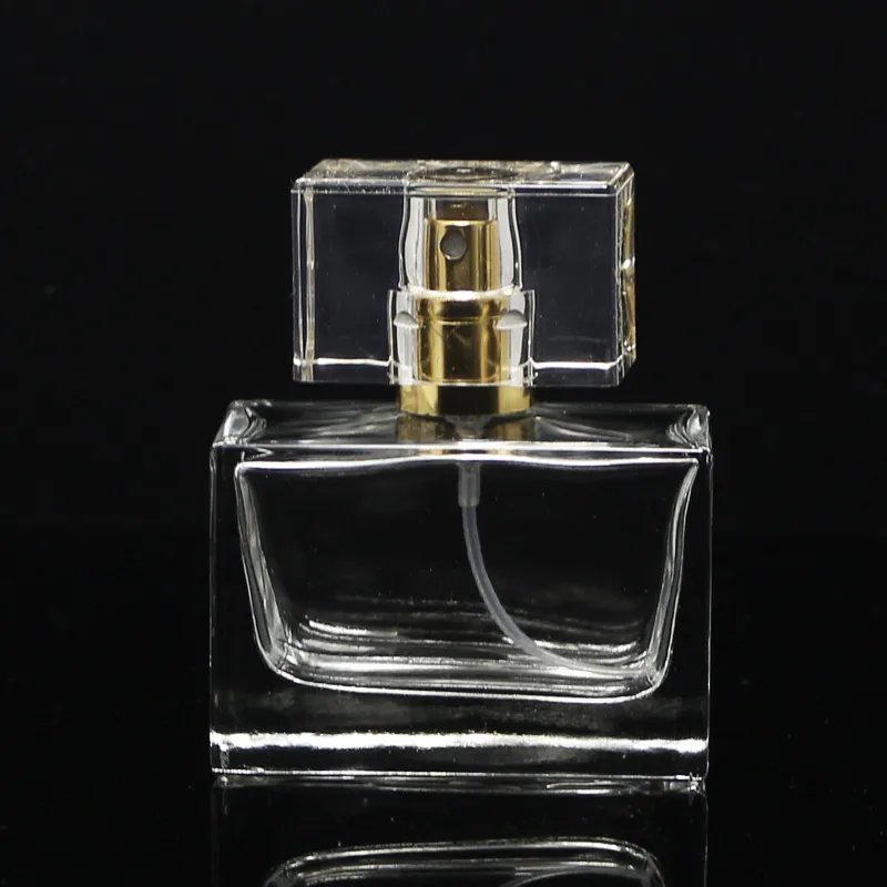 100PCS 30ml High Quality Square Glass Perfume Bottle Clear Glass Spray Bottle Empty Fragrance Packaging Bottle Refillable