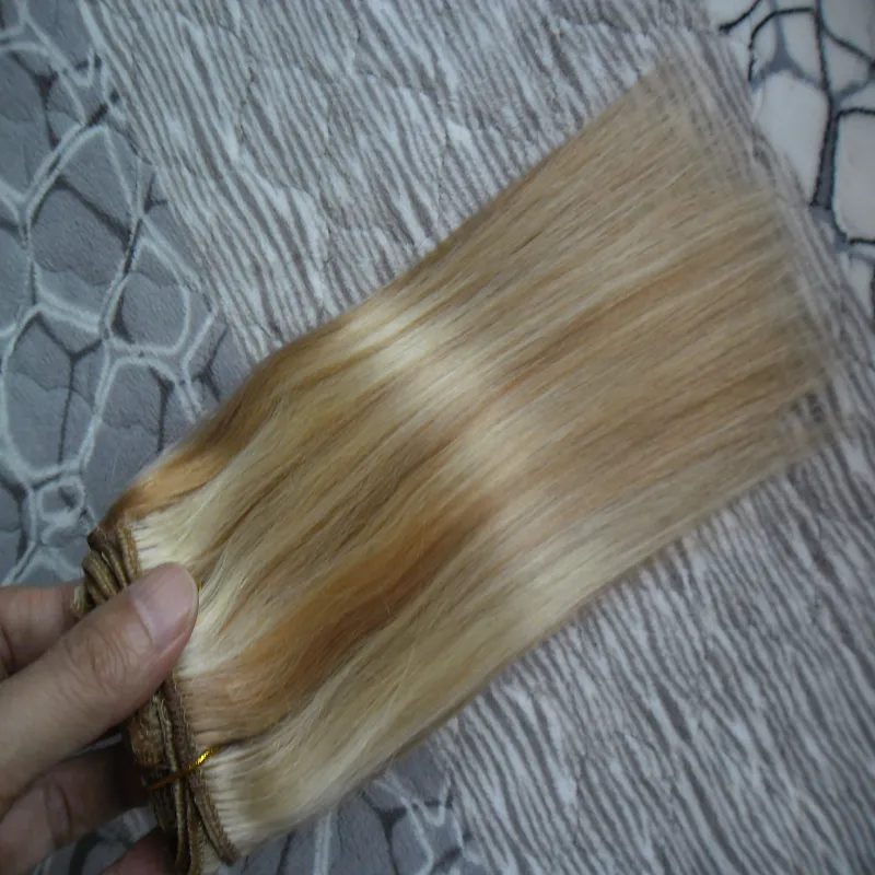 Malaysiska Virgin Hair Straight 27/613 Blonde Virgin Hair Weave Bundles 100g Mänskliga hårförlängningar Dubbel väft